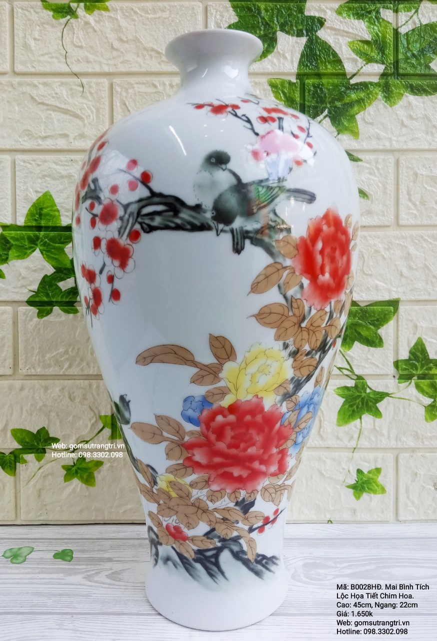 Mai Bình Tích Lộc họa tiết Chim Hoa